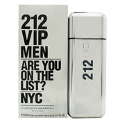 212 Vip Men Eau De Toilette 100 ml Carolina Herrera 100 ml sølvfarvet cylindrisk parfume flakon med blank VIP-typografi