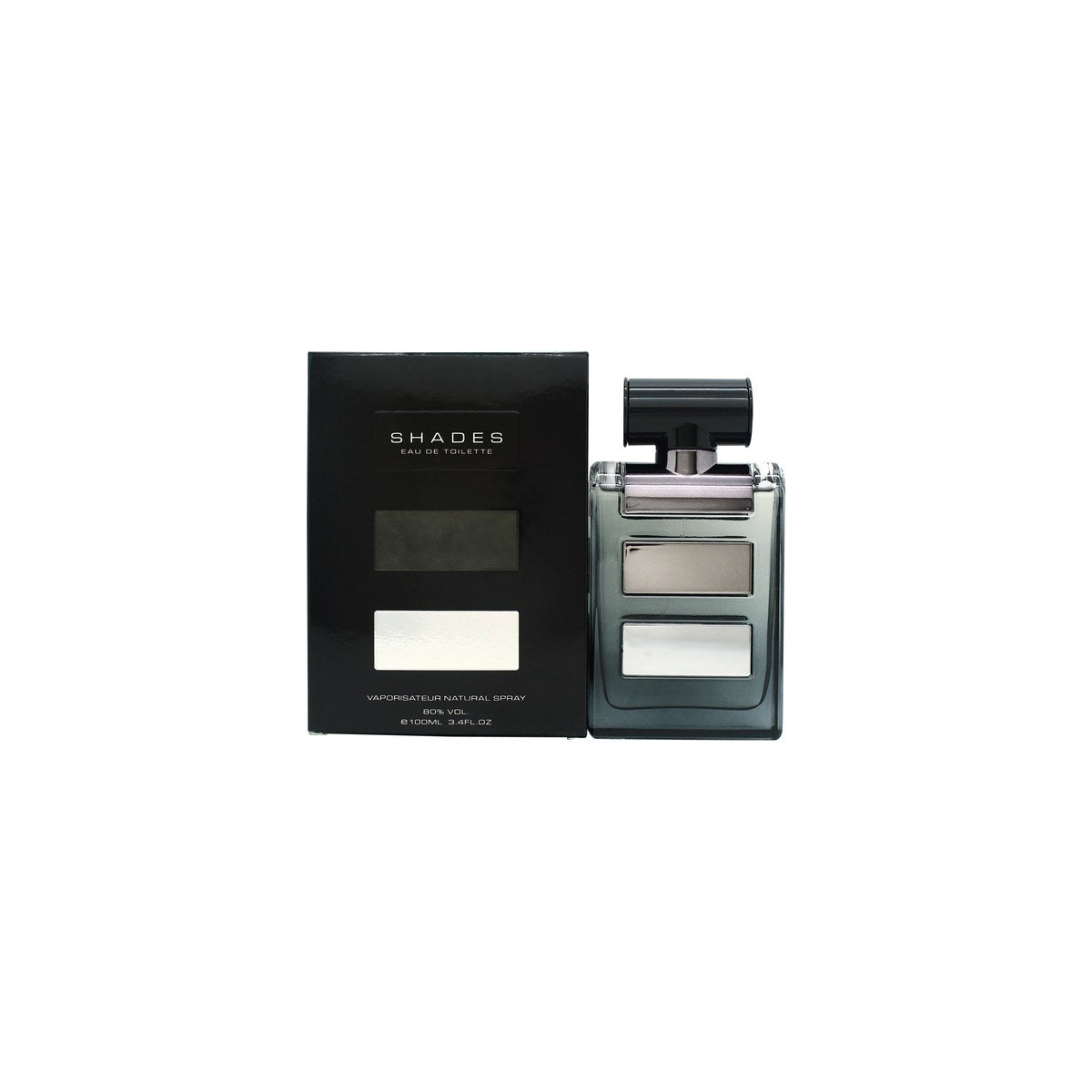 Armaf Shades Eau de Toilette 100 ml fra Armaf, mørk firkantet glasflaske med sort låg og sølvdetaljer