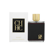 Ch Men Eau De Toilette Carolina Herrera 100 ml, rektangulær glasflaske beklædt med brun læder, sølvfarvet låg, maskulint udtryk