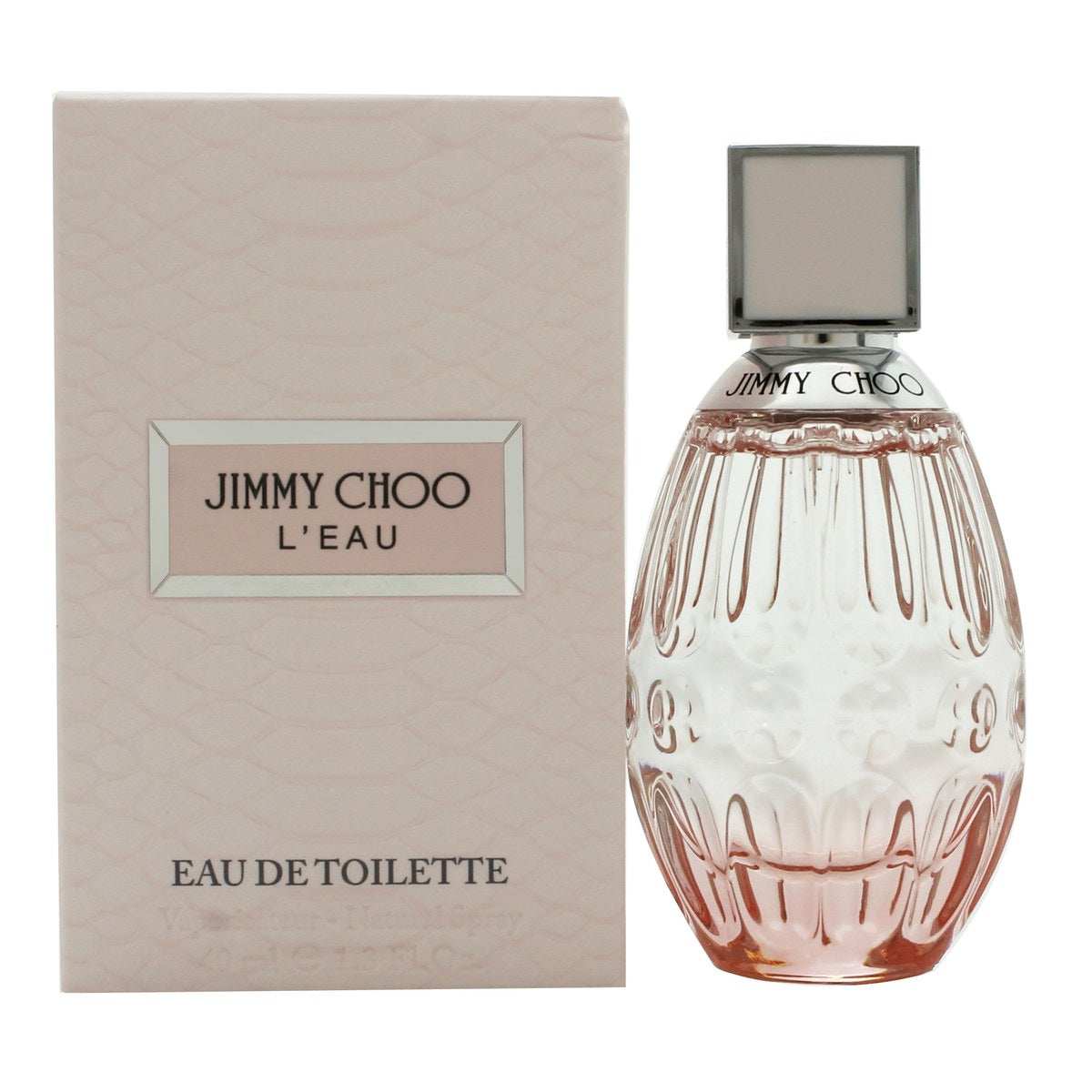 L'Eau Eau De Toilette, Jimmy Choo, 40 ml – lyserød Murano-inspireret glasflakon med facetslibning og metallisk låg