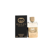 Gucci Guilty Eau De Toilette, Gucci, 30 ml – gylden metalflakon med udskåret Gucci-logo og blød, elegant form