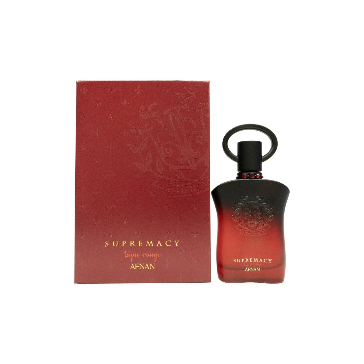 Afnan Supremacy Tapis Rouge Eau de Parfum 90 ml fra Afnan, rød flakon med gulddetaljer og firkantet design