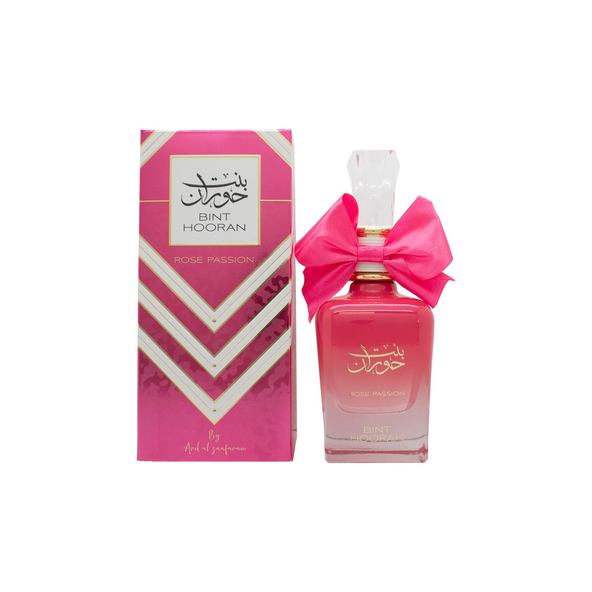 Ard Al Zaafaran Bint Hooran Rose Passion Eau de Parfum 100 ml lyserød flakon med gylden hætte og elegante detaljer