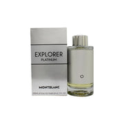 Mont Blanc Explorer Platinum Eau de Parfum 200 ml – sølvfarvet flakon med sort låg og struktureret hylster.