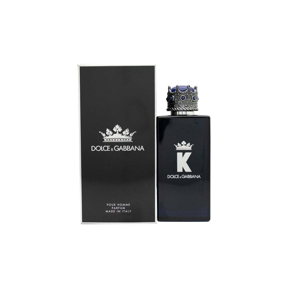Dolce & Gabbana K Parfum 100 ml fra Dolce & Gabbana i mørkeblå glasflaske med kongekroneformet sølvlåg