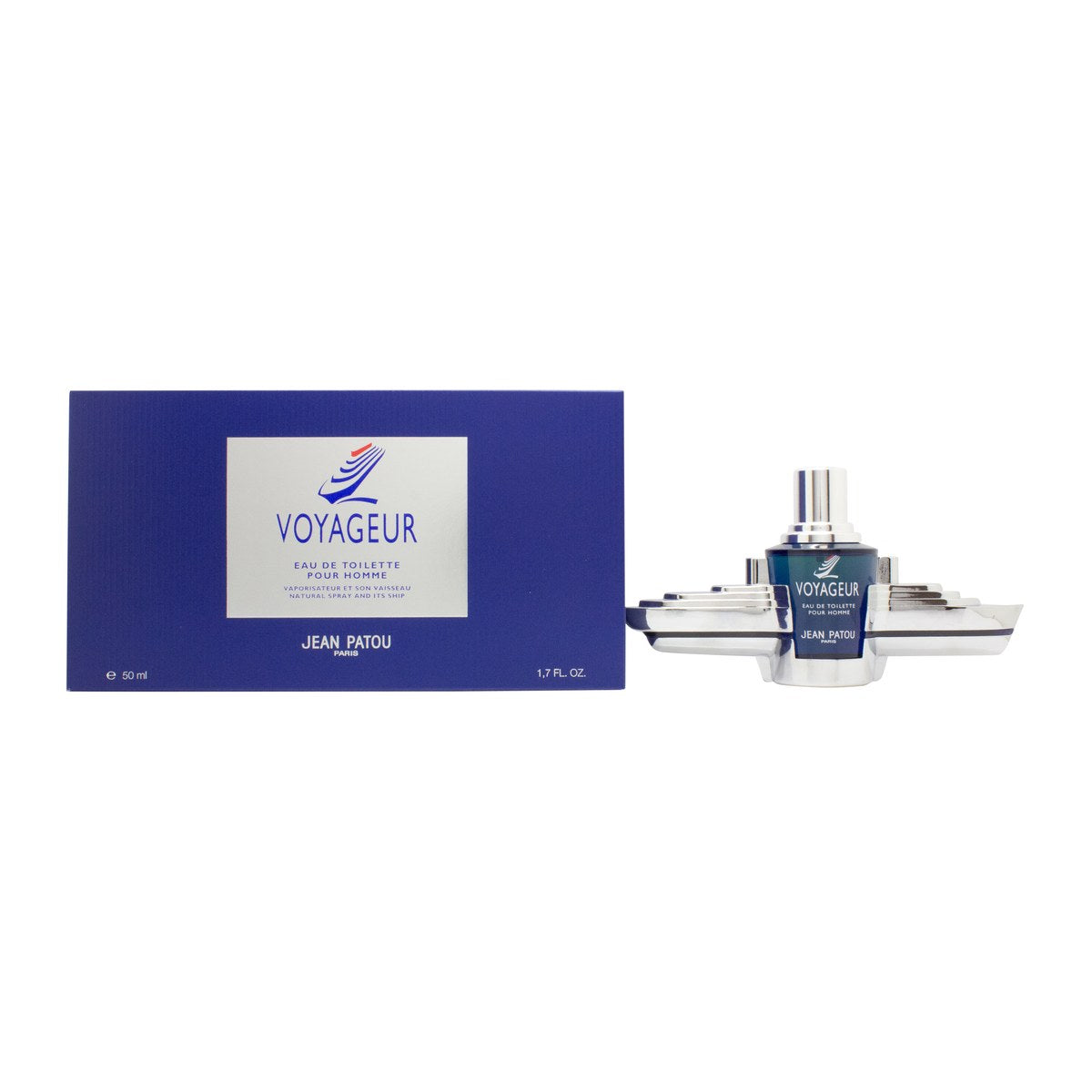 Jean Patou Voyageur Eau de Toilette 50 ml - Ship Edition, klar glasflaske med gylden væske og skibsmotiv