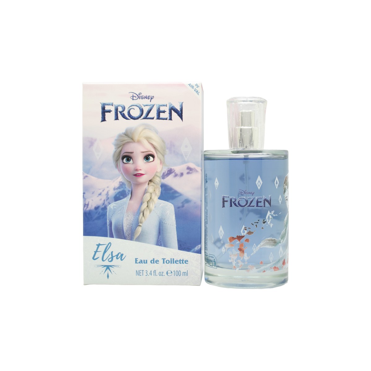Disney Frozen II Elsa Eau de Toilette 100 ml, Disney – lyseblå flakon med Elsa-motiv og klar hætte i frostet design