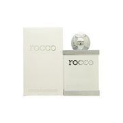 Roccobarocco Rocco White for Men Eau de Toilette 100 ml – mat hvid rektangulær flakon med sølvdetaljer og kromlåg