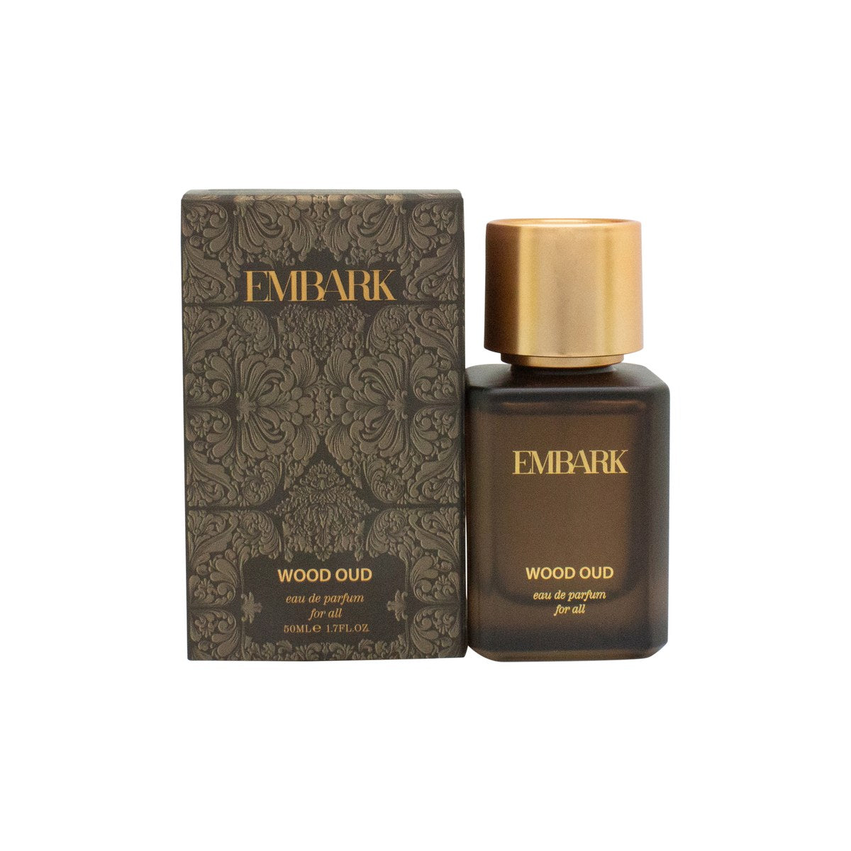 Embark Wood Oud Eau de Parfum 50 ml fra Embark, mørk rektangulær flakon i glas med sort låg og enkelt logo