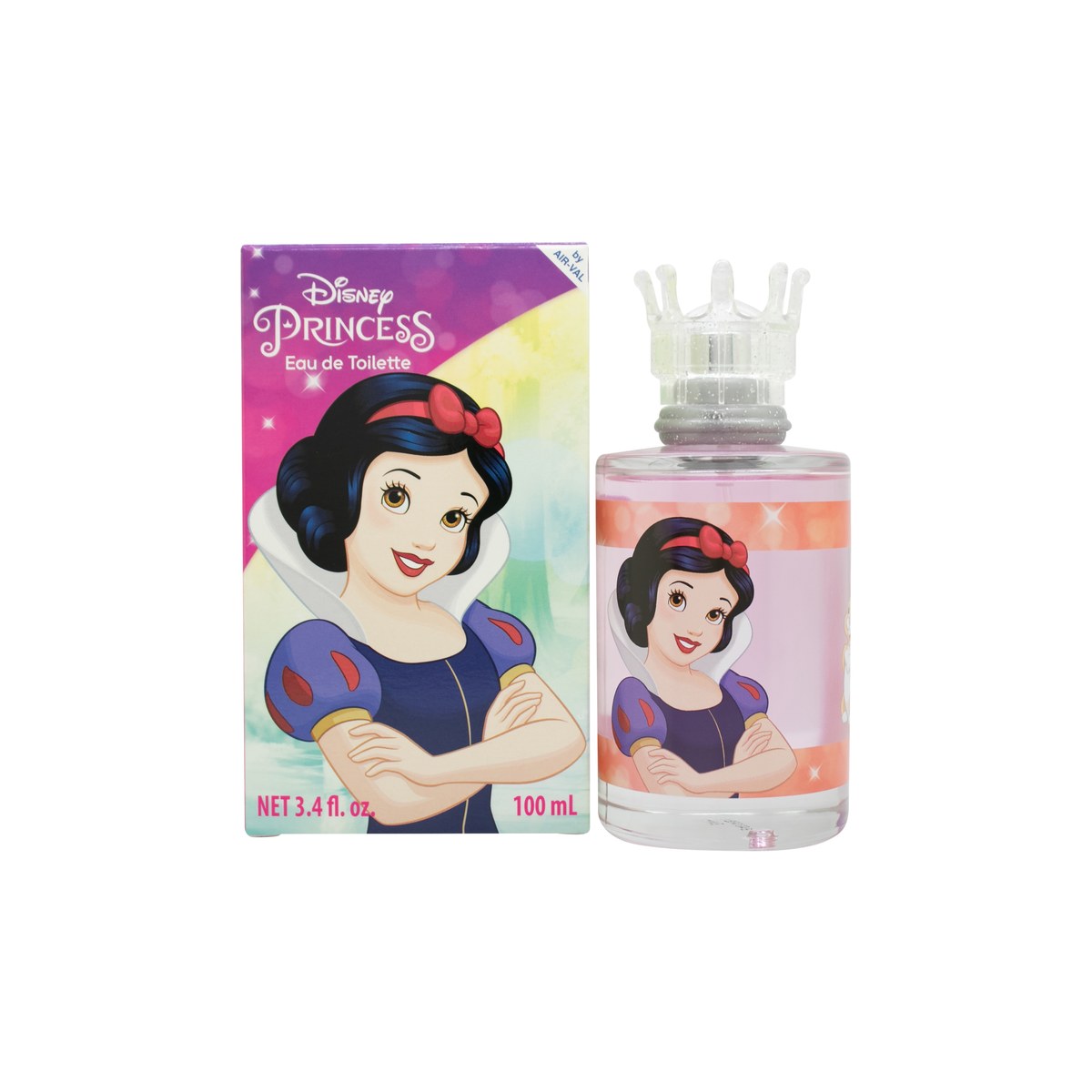 Air-Val Disney Princess Snow White Eau de Toilette 100 ml fra Air-Val i rund glasflaske med Snehvide-motiv og rød prop