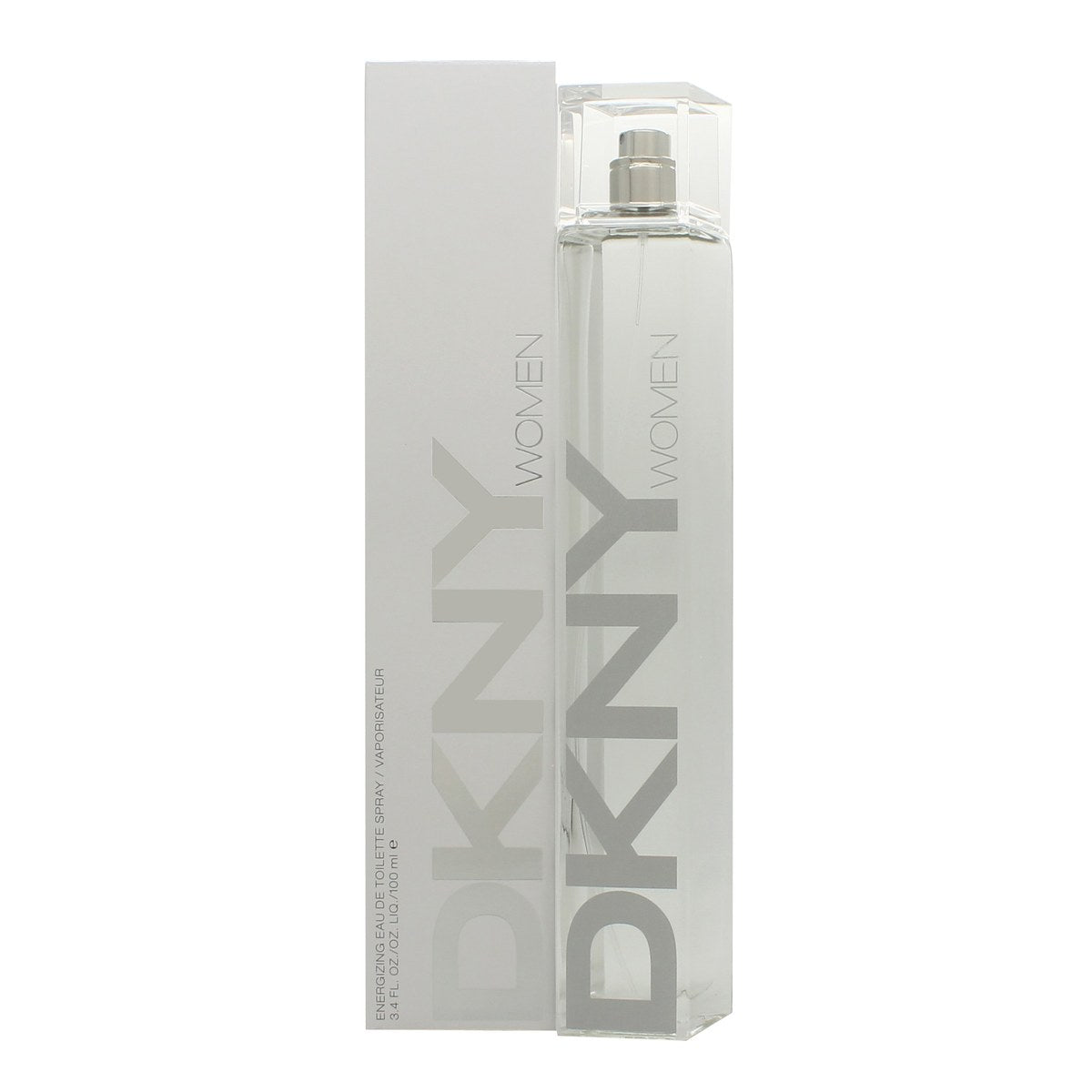 DKNY Energizing Eau de Toilette, DKNY, 100 ml – slank, matteret grøn glasflaske med sølvkork og enkel, urban stil.