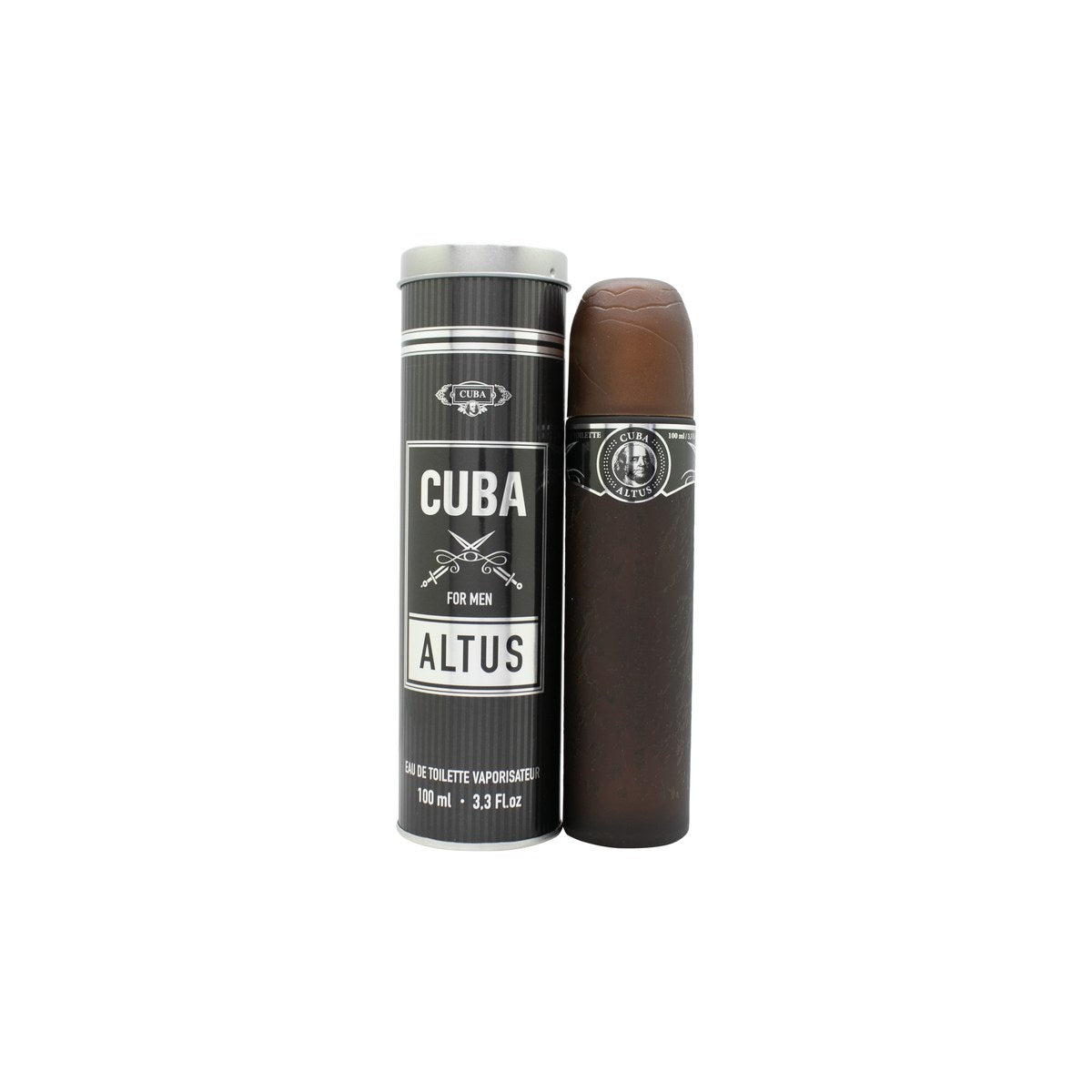 Cuba Altus For Men Eau de Toilette 100ml, Cuba, 100 ml – cylinderformet flakon i brun glas med cigarlook og gyldne detaljer