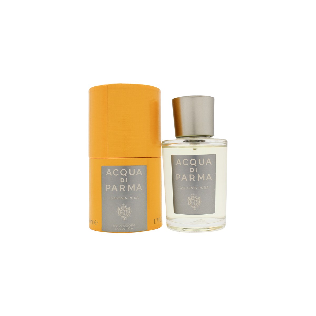 Acqua Di Parma Colonia Pura Eau De Cologne Acqua Di Parma 50 ml klar rektangulær glasflaske med hvid etiket og blank sølvprop