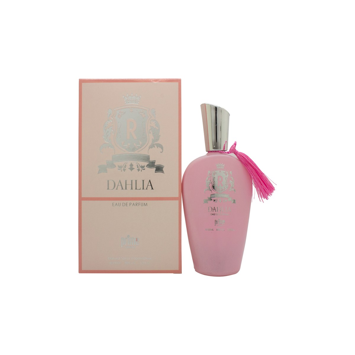 Prime Collection Dahlia Eau de Parfum 100 ml fra Prime Collection – klar glasflaske med gylden væske og sort firkantet låg