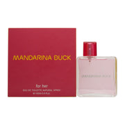 Mandarina Duck For Her Eau De Toilette, Mandarina Duck 100 ml, orange glasflakon med bløde former og sølvfarvet låg
