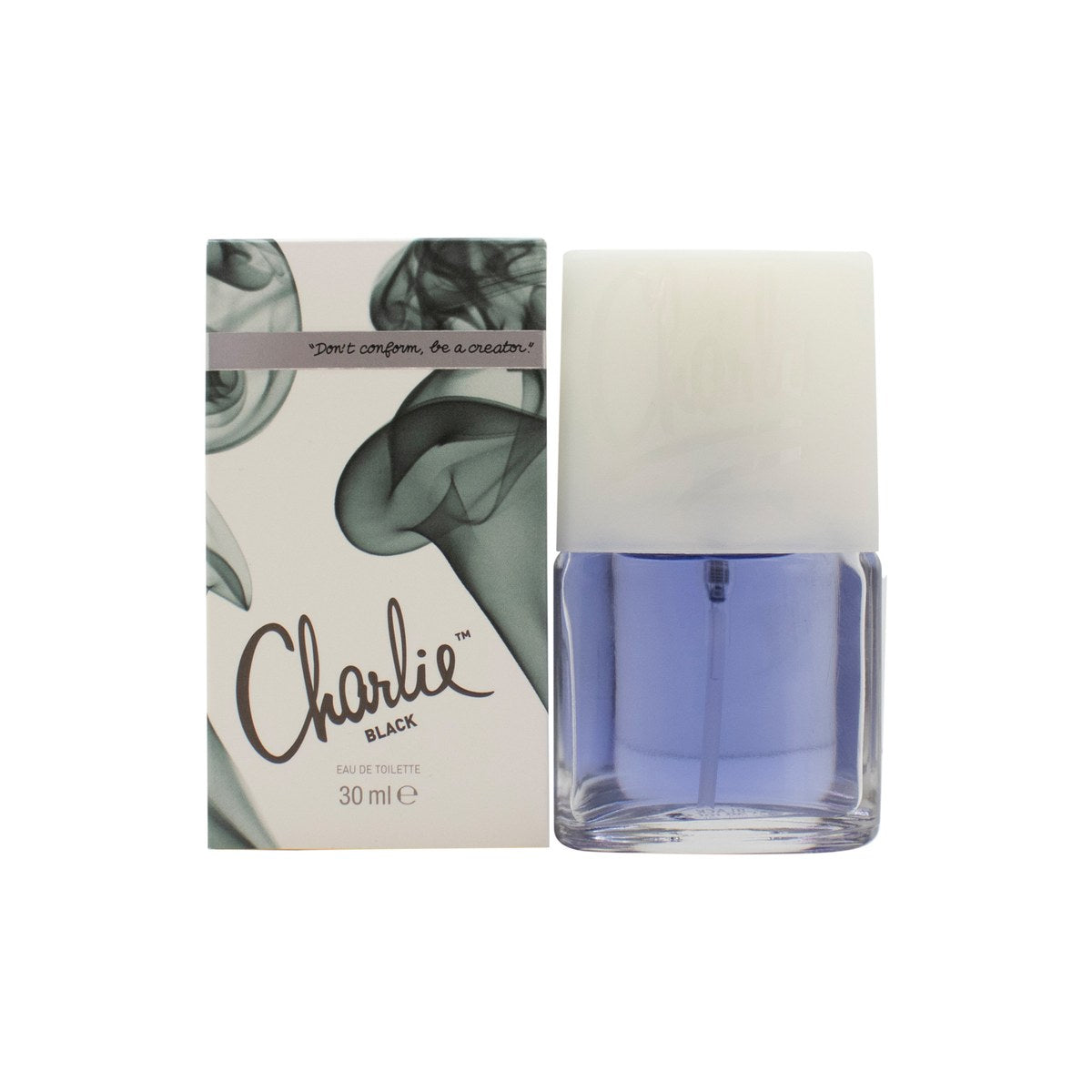 Revlon Charlie Black Eau de Toilette 30 ml fra Revlon i slank, sort buet flakon med pink låg og hvid logo.