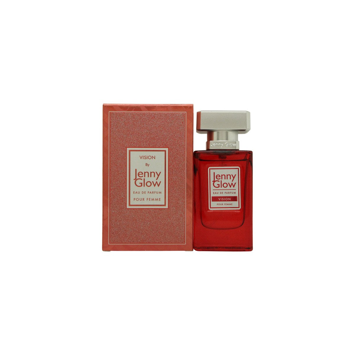 Jenny Glow Vision Eau de Parfum 30 ml fra Jenny Glow i klar glasflaske med lyserød væske og sølvfarvet låg