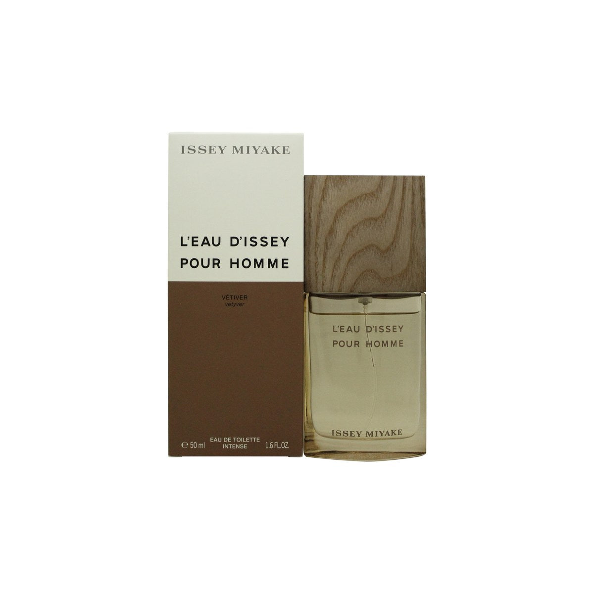 Issey Miyake L'Eau d'Issey pour Homme Vetiver Eau de Toilette 50 ml – klar glasflakon med grøn tone og sølvgrå trækapsel