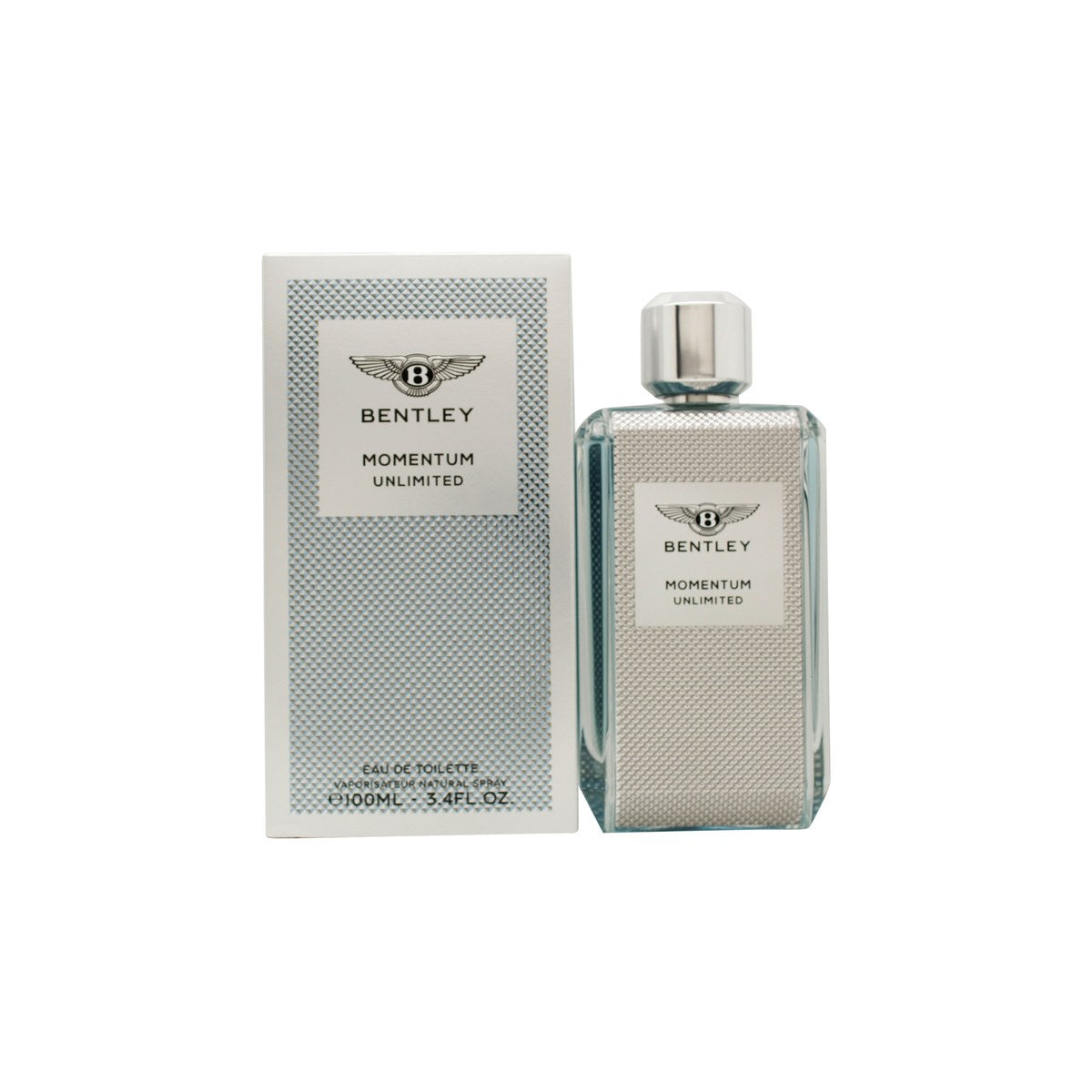Bentley Momentum Unlimited Eau de Toilette 100 ml fra Bentley i matteret glasflakon med sølvkork og lyseblå duft