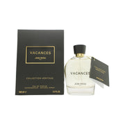 Jean Patou Heritage Vacances Eau de Parfum 100ml, klar rektangulær glasflaske med gylden væske og sort kubisk låg