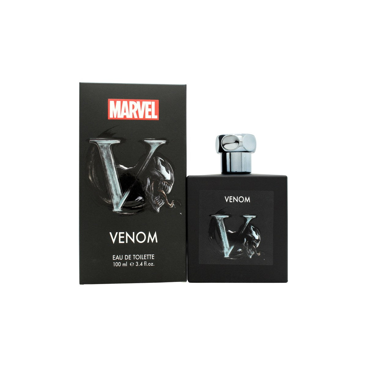 Marvel Venom Eau de Toilette 100ml Marvel 100 ml, sort flakon med Venom-motiv og kantet glasdesign
