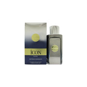 Antonio Banderas The Icon Elixir Eau de Parfum 100 ml, mørk ravfarvet flakon med kantet form og guldfarvet låg
