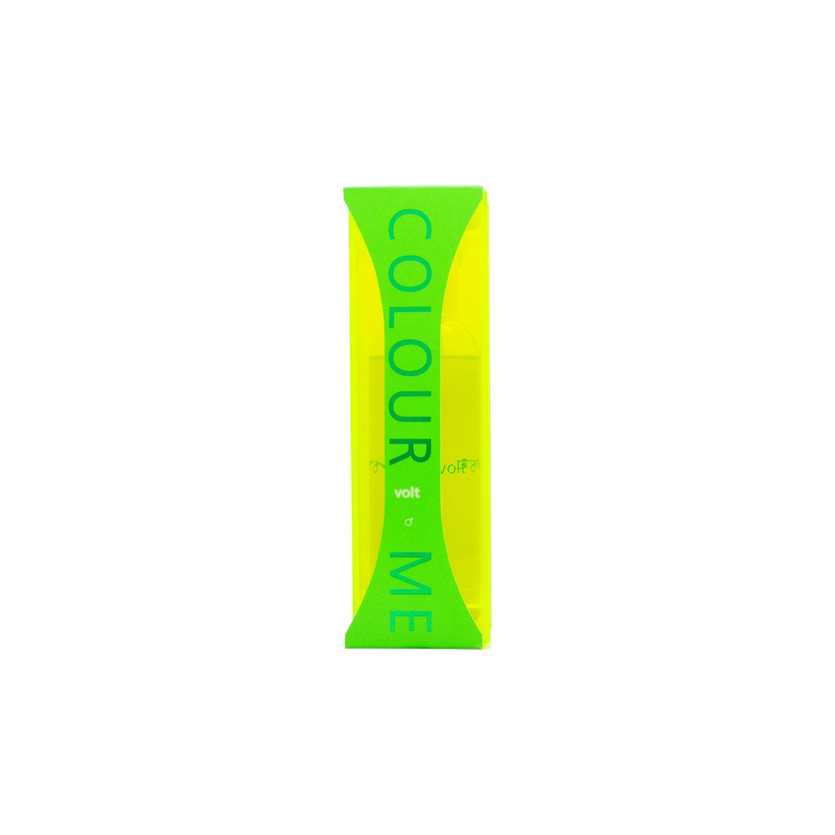 Milton Lloyd Colour Me Volt Eau de Parfum 90 ml – grøn, cylinderformet flakon med sort låg og lynmotiv.