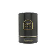 Louis Cardin Al Fouh Eau de Parfum 100 ml – mørk rektangulær flakon i sort glas med gulddetaljer og arabisk inspireret design.