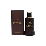 Etienne Aigner Initial Eau de Parfum 100 ml – mørk rektangulær flakon i ravfarvet glas med sølvkork