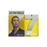 Cristiano Ronaldo CR7 Discover Eau de Toilette 100 ml i blåtonet glasflaske med sølvfarvet CR7-logo og matchende låg.