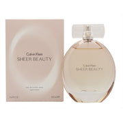 Calvin Klein Sheer Beauty Eau de Toilette 100 ml – lyserød oval glasflaske med sølvfarvet top og enkel, blød form