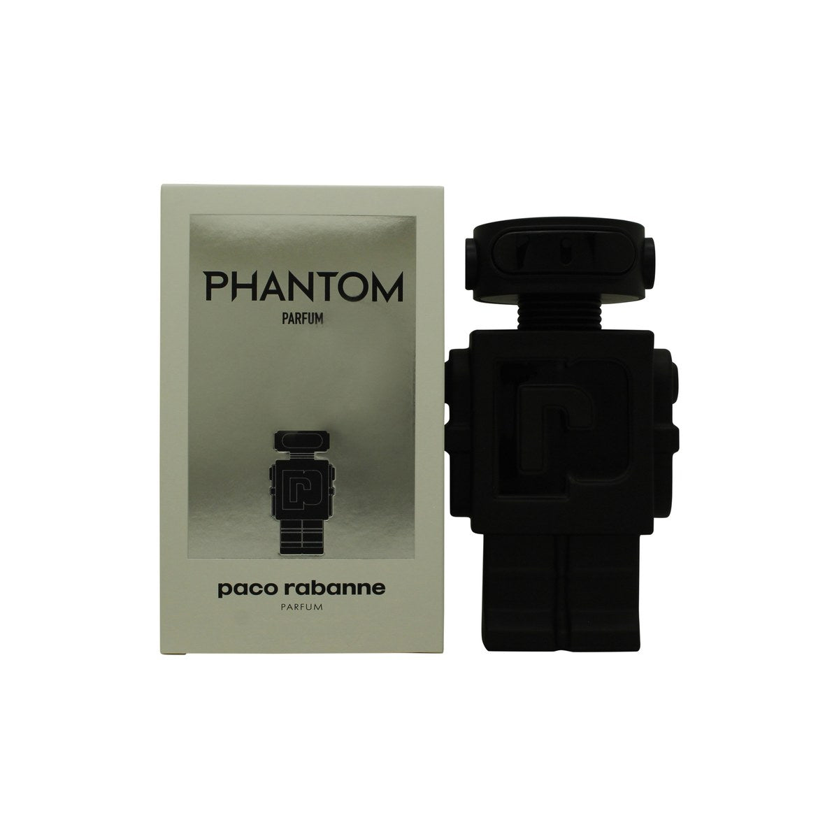Paco Rabanne Phantom Parfum Eau de Parfum 100ml, Paco Rabanne – sort robotformet sort flakon med blank finish og sølvdetaljer.