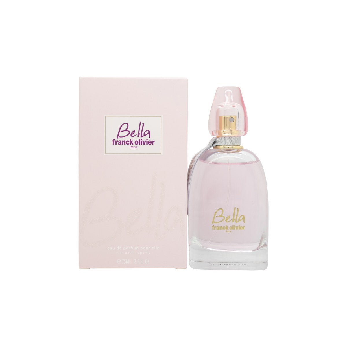 Franck Olivier Bella Eau de Parfum 75 ml fra Franck Olivier, rund rosa glasflakon med guldlåg og blomstret detalje
