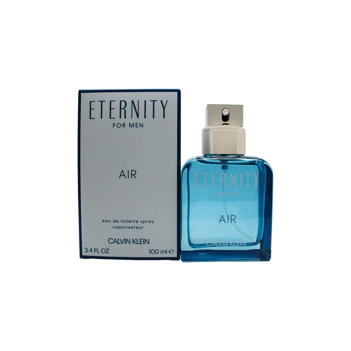 Calvin Klein Eternity Air for Men Eau de Toilette 100ml – klar glasflakon med blågrøn tone og sølvlåg i enkel form
