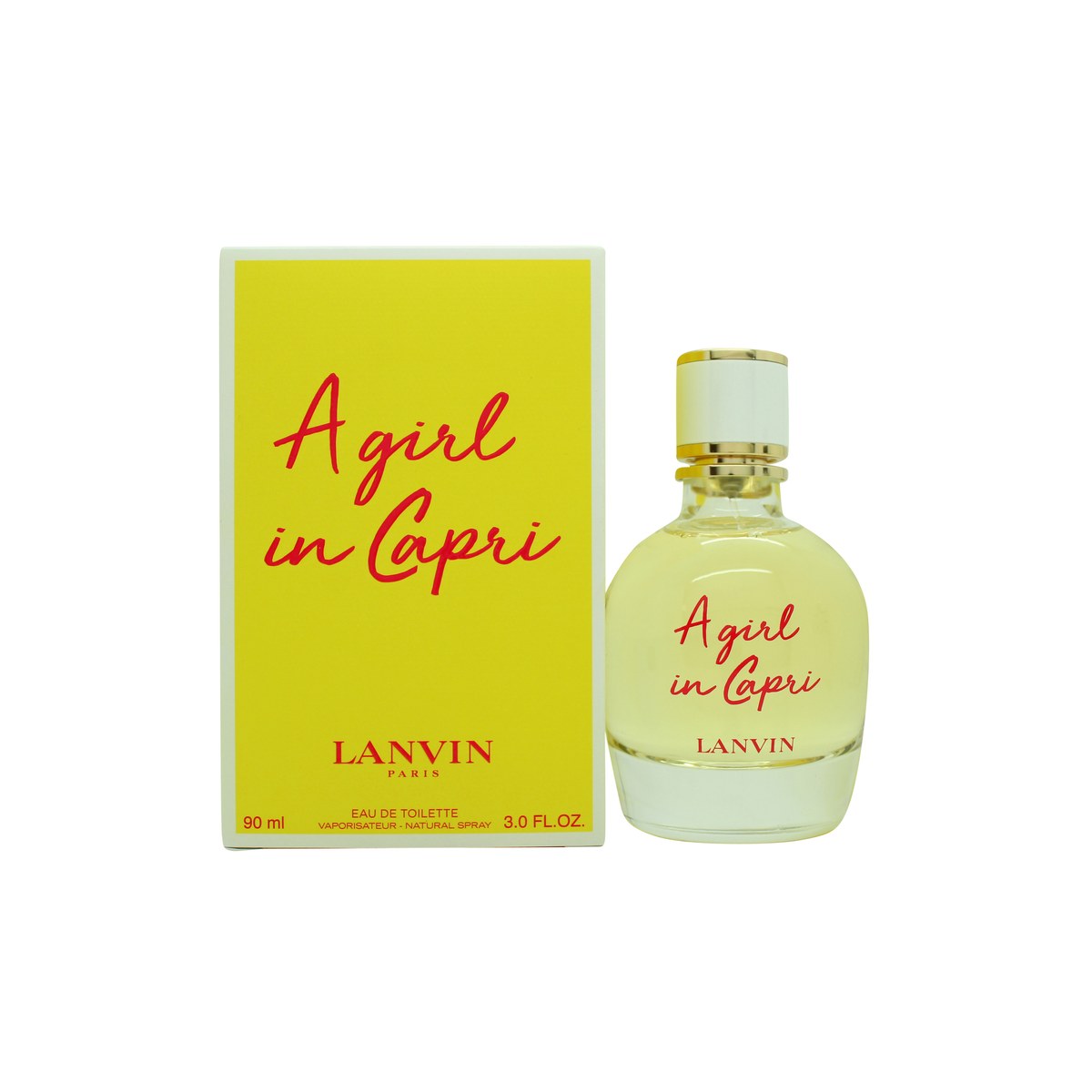 Lanvin A Girl In Capri Eau de Toilette 90 ml fra Lanvin, turkisblå cylindrisk glasflakon med sølvprop og enkelt logo