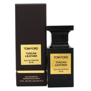 Tom Ford Private Blend Tuscan Leather Eau de Parfum 50 ml – ravfarvet flakon med sort etiket og guldfarvet låg