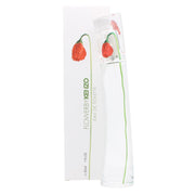 Kenzo Flower Eau de Toilette 30 ml fra Kenzo, slank klar glasflakon med rød valmue og sølvfarvet hætte.