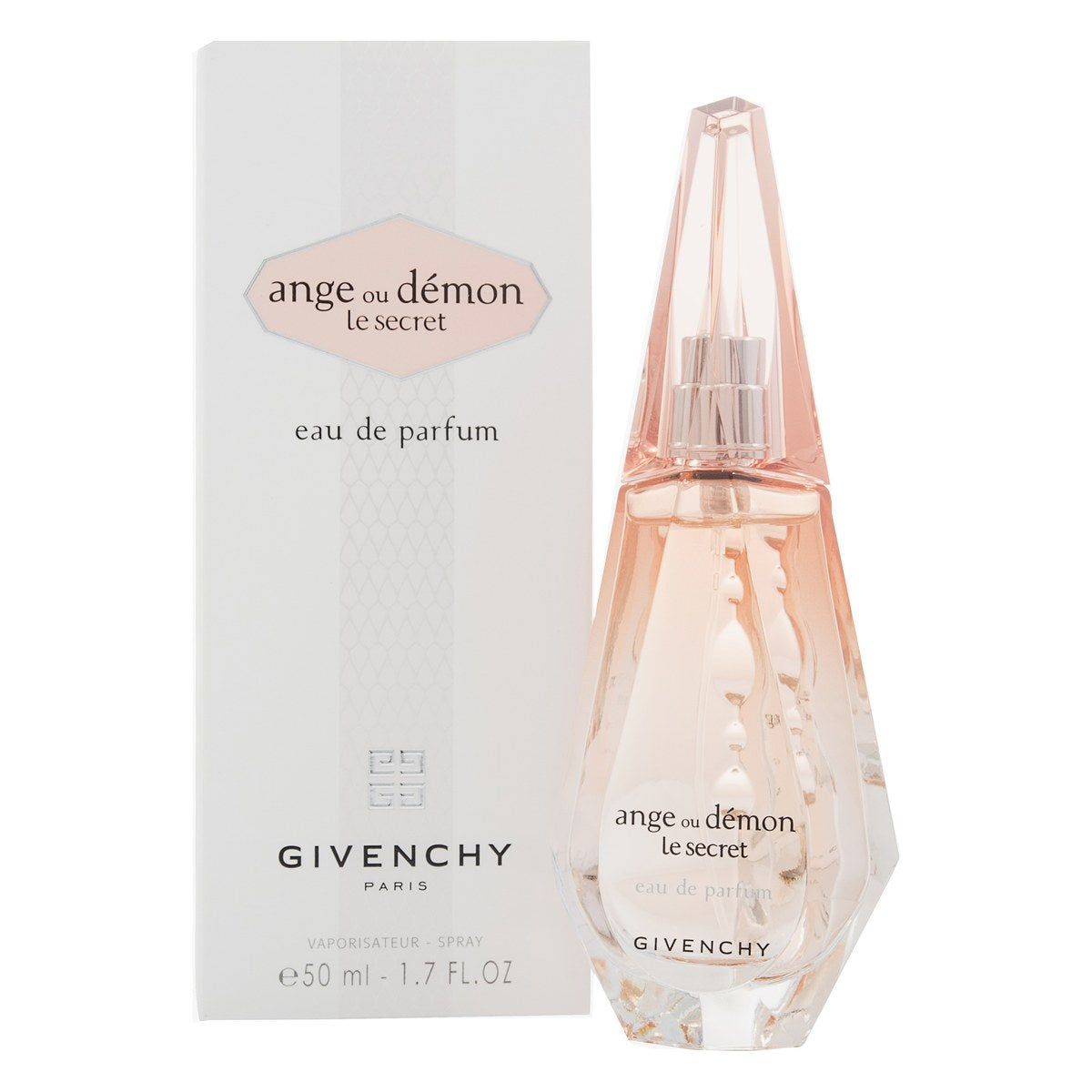 Givenchy Ange ou Demon Le Secret - 2014 Edition Eau de Parfum 50 ml i dråbeformet flakon med lyserød tone og sølv top.