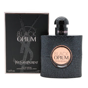 Yves Saint Laurent Black Opium Eau de Parfum 50 ml, Yves Saint Laurent – sort glitterflakon med rund pink logo og sort låg