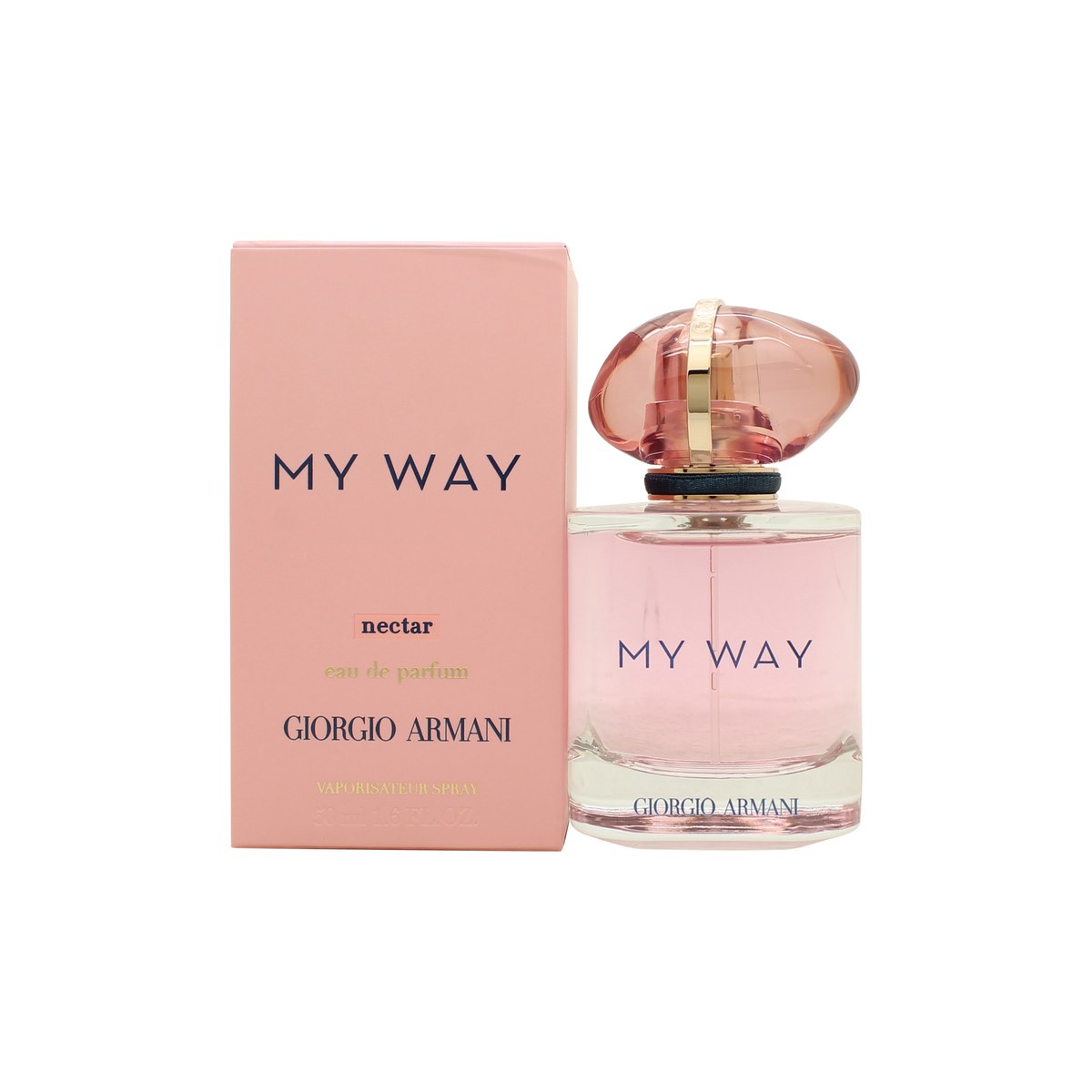 Giorgio Armani My Way Nectar Eau de Parfum 50 ml, rosa flakon med rund pink prop og gylden ring.
