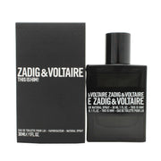 This Is Him! Eau De Toilette Zadig & Voltaire 30 ml, firkantet sort glasflaske med facetdesign og minimalistisk udtryk