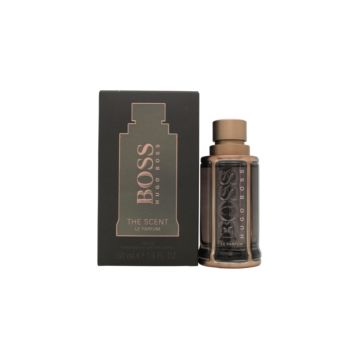 Hugo Boss Boss The Scent Le Parfum for Him 50 ml fra Hugo Boss – ravfarvet glasflakon med kantet form og sort låg