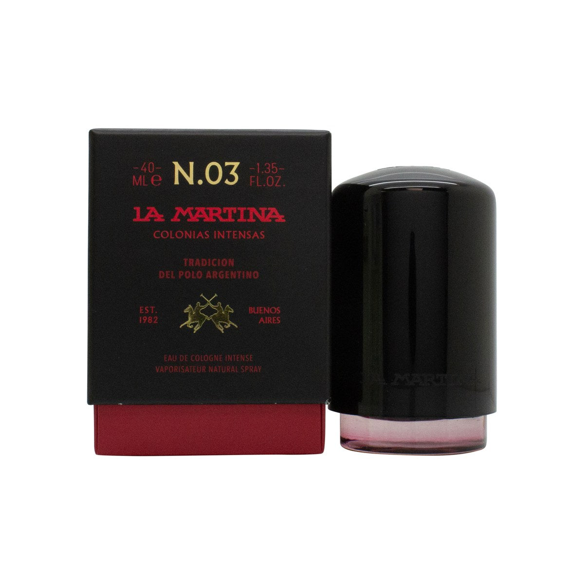 La Martina Nude Amber Eau de Cologne 40 ml fra La Martina, ravfarvet glasflakon med sort låg og enkelt, maskulint design