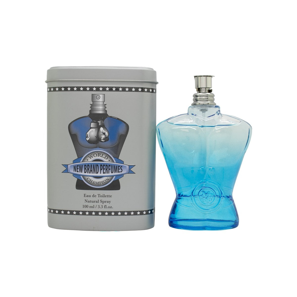 New Brand World Champion Eau de Toilette 100 ml fra New Brand, guldfarvet trofæformet flakon med sort fod og detaljer