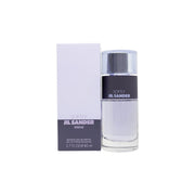Jil Sander Softly Serene Eau de Parfum, Jil Sander, 80 ml – klar rektangulær glasflaske med gylden duft og minimalistisk låg.