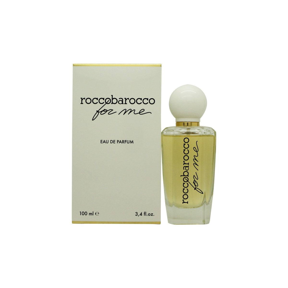 Roccobarocco For Me Eau de Parfum 100 ml fra Roccobarocco i gylden, kurvet flakon med sort låg og elegant logo