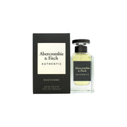 Abercrombie & Fitch Authentic Man Eau de Toilette 100 ml flaske i klart glas med sølv spray og minimalistisk etiketdesign