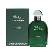 Jaguar Jaguar Eau de Toilette 100 ml fra Jaguar – mørkegrøn rektangulær glasflakon med sølv låg og springende jaguarlogo