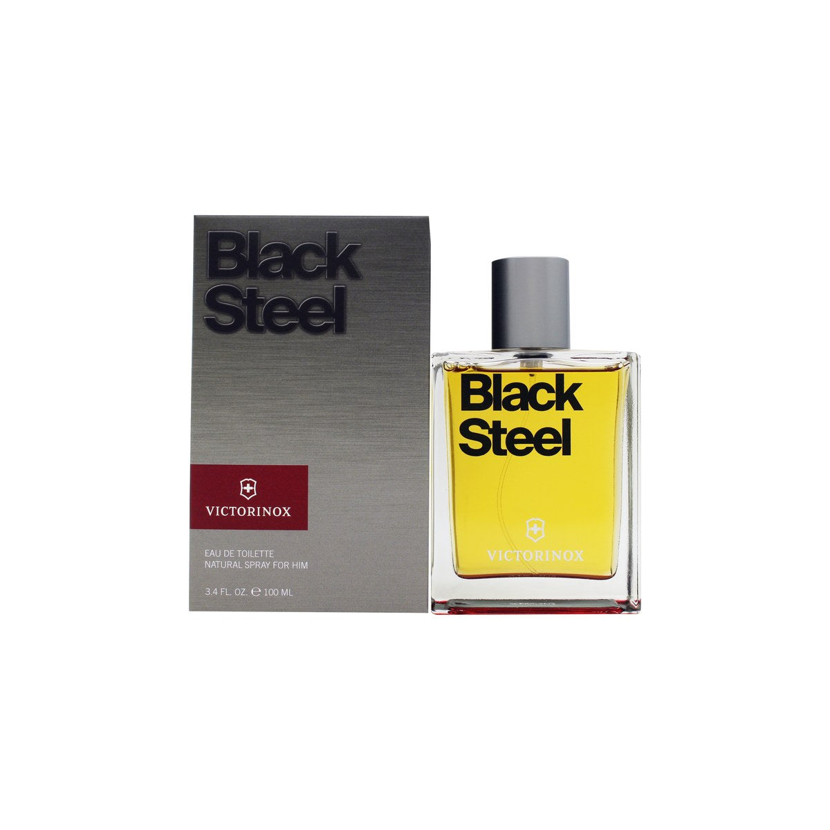 Swiss Army Black Steel Eau de Toilette 100ml fra Swiss Army Victorinox, sort flakon i stål-look med sølvlogo