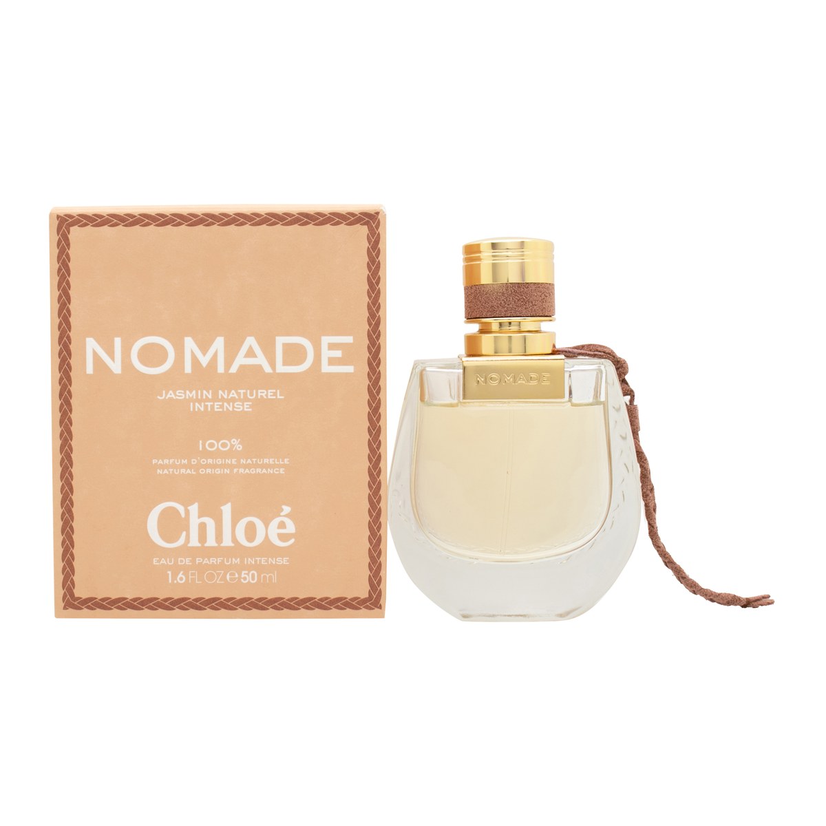 Chloé Nomade Jasmin Naturel Intense Eau de Parfum Intense, Chloé, 50 ml – rund glasflaske med ravtonet indhold og bånd